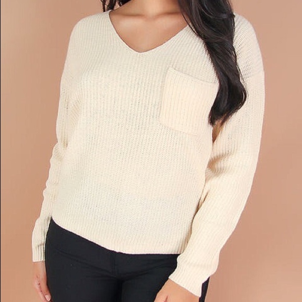 Knit laced long sleeve top